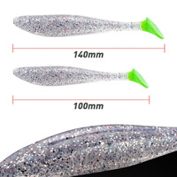 Leurre souple scintillant à queue de pagaie 100 mm en silicone/plastique pour la pêche à la truite en eau douce/eau salée (Drop Shot, Wacky Rig)