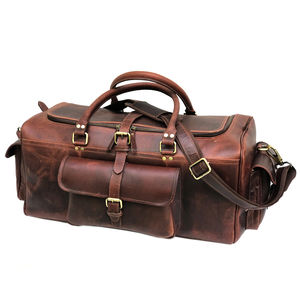 Sacs de voyage en cuir marron foncé pour hommes, qualité supérieure, design spacieux, fabrication durable, parfaits pour les voyages d'affaires et les week-ends - Product Image 4