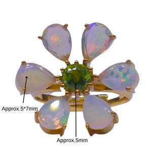 Wedding Wear 925 Sterling <b>Silver</b> Gold Plated Jewelry <b>Opal</b> Peridot Gemstone Women Wear Classic <b>Ring</b> - Product Image 4