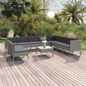 Conjunto de Muebles de Jardín de Acero con Recubrimiento en Polvo y Ratán PE Gris, Producto de Poliéster Duradero - Product Image 1