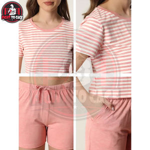 Créez Votre Propre Nouveauté Tendance 2026 : Meilleure Tenue de Nuit pour Femme – T-shirt à Manches Courtes et Short en Mélange Coton/Polyester Lavé Uni - Product Image 5