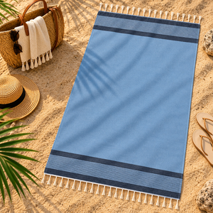 Serviette de plage Fouta au design moderne et luxueux, 100% coton, serviettes de plage turques, rayées, teintes en fil, séchage rapide, pour l'été - Product Image 5