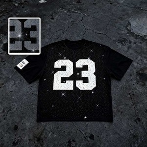 Men Oversized Rhinestone Acid Wash <b>T</b> <b>Shirt</b> Drop Shoulder Streetwear Fashion Graphic Tee Wholesale Apparel Custom Apparel - Product Image 2