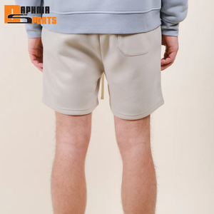 Shorts de sport décontractés pour hommes, en coton épais 100% personnalisables OEM, avec empiècements frontaux en toile polaire respirante et séchage rapide, taille élastique - Product Image 4