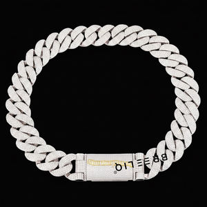 925 <b>Solid</b> <b>Silver</b> Iced Out Cuban Link Chain <b>Silver</b> Mens Luxury Chain Lab Grown Heavy Bling Rapper Style Hip Hop Jewelry - Product Image 3