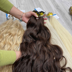 Extensiones de Cabello con Queratina I-Tip Onduladas de Primera Calidad, Color Mixto, Super Double Drawn, 100% Cabello Humano con Mechas de Color - Product Image 6