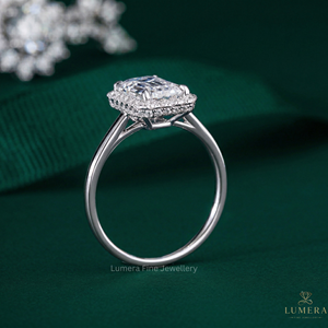 Anillo de Diamantes de Corte Esmeralda y Redondo, Color D, Claridad VVS2, Oro Sólido de 9k, 10k, 14k, 18k, Anillo de Compromiso Moderno, Joyería Fina Única, Regalo - Product Image 3