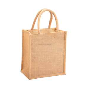 Sacs de courses en jute réutilisables avec logo personnalisé, vente en gros, sacs fourre-tout écologiques promotionnels - Product Image 4