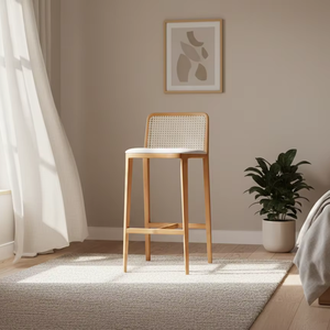 Silla de Bar de Madera de Teca Sólida de Lujo con Diseño Escandinavo, Duradera y Ecológica para Bares, Cafés, Comedores y Salas de Estar - Product Image 1