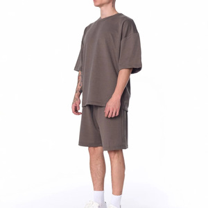 Conjunto de Camiseta y Pantalones Cortos de Algodón para Hombre, Talla Grande, Color Gris, Estilo Casual de Verano, Tejido de Punto - Product Image 6