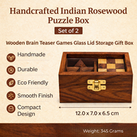 Coffret de 2 boîtes à énigmes en bois de palissandre indien faites à la main, jeux de réflexion en bois avec couvercle en verre, boîte de rangement cadeau pour enfants et adultes
