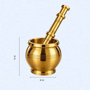 Ensemble mortier et pilon en cuivre pur sculpté à la main, moulin à épices traditionnel pour herbes, fruits secs, usage ayurvédique en cuisine - Product Image 4