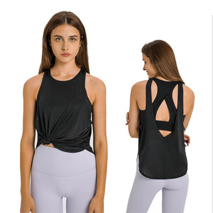 Débardeur de sport pour femme en Spandex à soutien léger, col en U, dos nageur, avec soutien-gorge intégré, respirant et à séchage rapide - Product Image 1