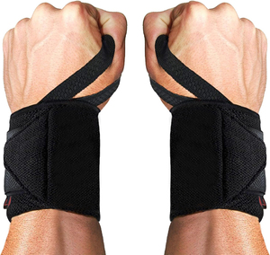 Attelles de poignet réglables avec support pour la musculation et l'entraînement en force, unisexe, noires, fermeture auto-agrippante, protection de base - Product Image 1