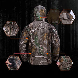 Traje de Caza Táctico Impermeable de Softshell con Camuflaje, Chaqueta y Pantalones con Diseño de Árboles, Resistentes al Viento, para Senderismo y Pesca, con Forro Polar - Product Image 4