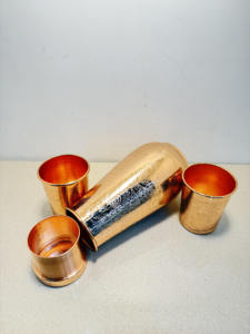 Ensemble de carafe à eau en cuivre gravé avec des verres assortis, bouteille de service artisanale gravée, vaisselle réutilisable, collection cadeau - Product Image 5