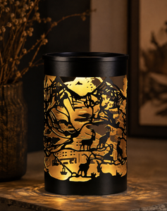 Decorative Metal <b>Lantern</b> <b>Set</b> with Mountain Wildlife Cutout Design Hanging Candle Holder for Home Décor and Outdoor Ambience Lamp - Product Image 4