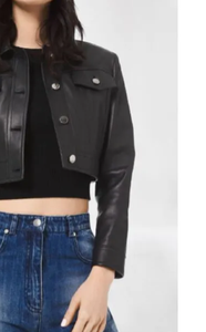 Wholesale Custom Women's <b>Gothic</b> Motorcycle <b>Jacket</b> Nappa Leather Breathable Custom Branding Zipper Closure Short Length - Product Image 5