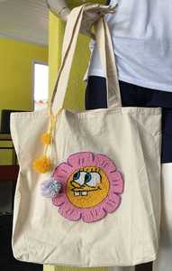 Bolsa de Mano de Lona Blanca con Estampado de Hojas, Bolsa de Compras Reutilizable, Bolsa de Hombro para Supermercado, Bolsa de Tela Ecológica - Product Image 4