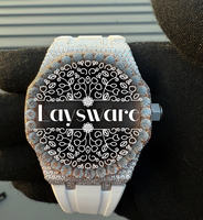 Montre unisexe de luxe haut de gamme avec diamants Moissanite VVS, lunette en or rose, bracelet en caoutchouc blanc, boîtier en acier inoxydable mécanique