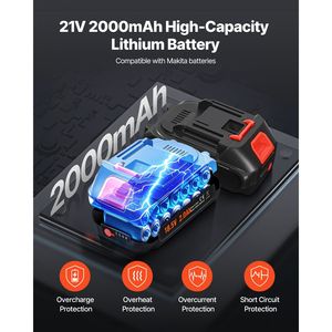 Pistola per ingrassaggio elettrica a batteria da 20V con luce LED, pressione massima 8000 PSI, batteria da 2.0 Ah e tubo lungo 35.4 pollici - Product Image 3