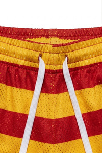 Men's Red And Yellow Striped Board <b>Shorts</b> Drawstring Casual Breathable Polyester <b>Mesh</b> <b>Short</b> <b>Shorts</b> Mid Waist - Product Image 4