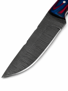 Couteau de chasse à lame fixe en acier Damas, fabrication artisanale, manche en bois laminé, couteau à dépecer avec étui – Vente chaude OEM ODM - Product Image 5