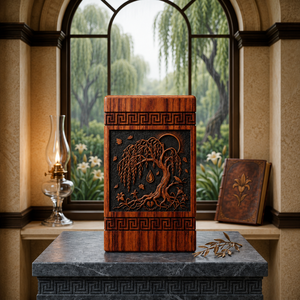 Wooden Urn Memorial Keepsake <b>Box</b> Carved Tree Pattern Cremation <b>Ashes</b> Container Remembrance Gift - Product Image 1