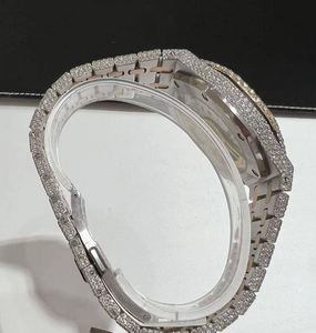 Reloj de Lujo DAZZLING JEWELS de Alta Calidad, Estilo Hip Hop, Correa de Acero Inoxidable, Moissanita VVS, Zafiro Blanco Baguette, Mecánico Analógico - Product Image 6