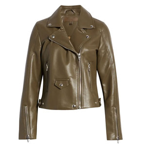Women's Winter Breathable Waterproof Windproof Leather Jacket Solid Color Casual <b>Zipper</b> - Product Image 1