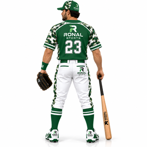 RONAL SPORTS Baseball Uniform <b>Men's</b> <b>Camouflage</b> Green White Jersey <b>Pants</b> Set Moisture Wicking Short Sleeve All Seasons - Product Image 4