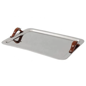 Bandeja de Metal Plateada de Acero Inoxidable para Servicio de Alimentos en Restaurantes, Bandeja Decorativa Moderna para Frutas, Bandejas de Metal para Servir en el Hogar - Product Image 2