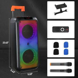8in แบบพกพาสำหรับบลูทูธ5.0ลำโพงคาราโอเกะไร้สาย tf/usa/aux/fm/tws ไฟดิสโก้ LED สำหรับบ้านและงานปาร์ตี้กลางแจ้ง - Product Image 2
