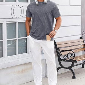 เสื้อยืดแขนสั้นผู้ชาย ผ้าฝ้าย 100% เนื้อหนา สไตล์ลำลอง คอกลม วินเทจ ล้างสีแบบแอซิดวอช เสื้อยืดฤดูร้อน ใส่สบาย ทรงหลวม - Product Image 6