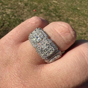 Anillo de Plata de Ley 925 con Moissanita Engastada en Puntas, Chapado en Oro Rosa, Diseño Clásico de Racimo Cuadrado, para Mujer, Regalo - Product Image 1