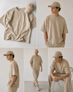 เสื้อยืดคอกลมผ้าฝ้ายสีเบจขนาดใหญ่สำหรับผู้ชาย, เสื้อยืดเปล่า Tiruppur - Product Image 4