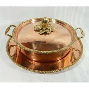 Copper Cooking Saucepan with <b>Lid</b> Professional Kitchen Cookware Gas Stove Compatible Durable Metal Pot Home Hotel <b>Decor</b> - Product Image 1