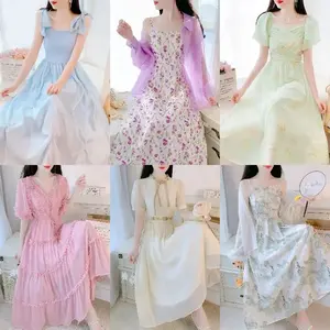 Женское 2023 весенне-летнее платье мини с глубоким V-образным вырезом и рюшами, длинным рукавом и цветочным принтом