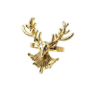 Ensemble de 4 anneaux à serviettes en laiton doré Royal, porte-serviettes en métal martelé de luxe pour mariage, banquet et décoration élégante de table. - Product Image 3