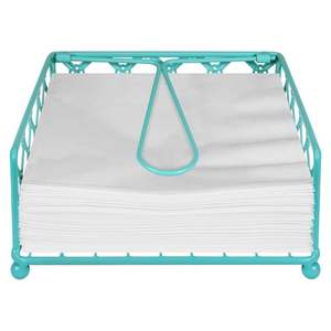 Porte-serviettes carré en métal turquoise avec distributeur d'anneaux pour la décoration de table - Product Image 5