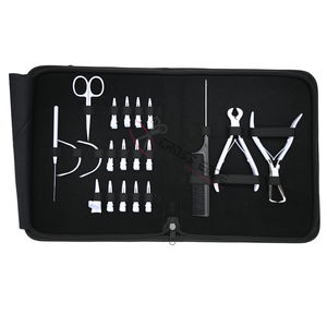 Kit de pinces professionnelles pour extensions capillaires à micro-anneaux et nano-anneaux noirs, avec coupe-keratine, pinces de salon et peigne – Outils d'extension capillaire - Product Image 1