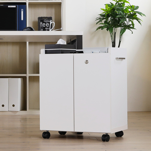 Modern Brown Wood Living Room <b>Cabinet</b> Flat Panel Doors 4 Drawers <b>Lockable</b> <b>Storage</b> Wheels Shelves Minimalist Home Furniture - Product Image 3