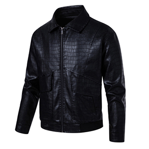 New Wholesale High Quality Zip Up Windproof <b>Men</b> <b>Leather</b> <b>Jacket</b> Classify Trendy Formal Comfortable Casual <b>Men</b> <b>Leather</b> <b>Jackets</b> - Product Image 3