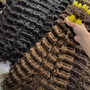 Wholesale Price 100gram Bulk Vietnamese Hair <b>Extensions</b> Super Double Drawn <b>Curly</b> Style Black Length 55cm - Product Image 1