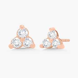 14K Solid Gold 925 <b>Silver</b> Lab Grown Diamond Stud Cluster <b>Earrings</b> 1.20Ctw Geometric Round Multi Stone Piercing Wholesale Pair - Product Image 3