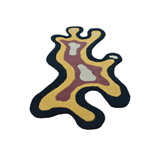 Alfombra Moderna de Lana Hecha a Mano con Diseño Abstracto, Silueta Fluida Inspirada en un Pulpo, Contorno Multinivel Tallado - Product Image 3