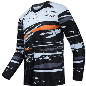 Maillot de course à manches longues imprimé, respirant, coupe-vent, séchage rapide, grande taille, polyester/coton, pour hommes - Vêtements de course cycliste et automobile - Product Image 2