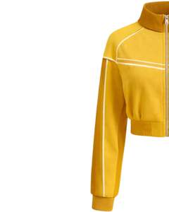 Chaqueta deportiva corta azul marino y azul cielo para mujer, con cremallera, para gimnasio, fitness, ropa deportiva, con franjas en contraste, para entrenamiento. - Product Image 3