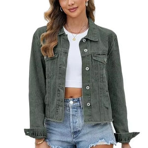 Chaqueta Vaquera para Mujer, Estilo Vintage, Chaqueta de Mezclilla Informal, Abrigo de Mezclilla Sólido, Ropa de Moda para Mujer para Otoño - Product Image 1