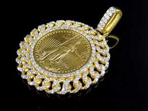 Colgante de Moneda de Oro de Lujo con Moissanita y Halo, Joyería Hip Hop, Pieza Destacada - Product Image 2